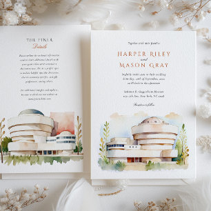 Convite Casamento por Aquarela do Museu Guggenheim NYC