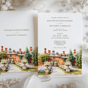 Convite Casamento por Aquarela Elegante Woodhall Manor