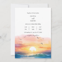 Convite Casamento por Aquarela em Planeta de Praia