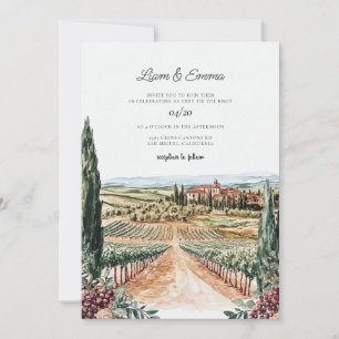 Convite Casamento por Aquarela em Toscana Itália