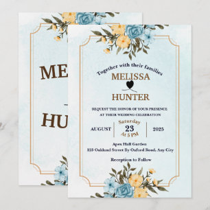 Convite Casamento por Aquarela Floral Branca Moderna Elega
