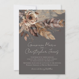 Convite Casamento por Aquarela Floral Elegante Boho Earthy