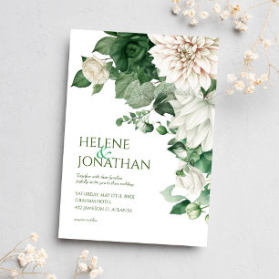Convite Casamento por Aquarela Floral Moderna Emerald Gree