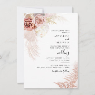 Convite Casamento por Aquarela Pampas Grass Watercolor