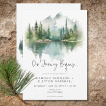 Casamento por Aquarela Rustic Mountain Lake Scene