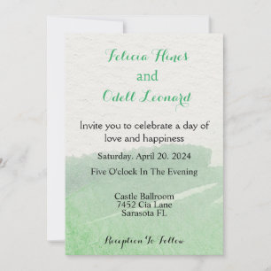 Convite Casamento por Aquarela Verde Moderna Beige Boho El