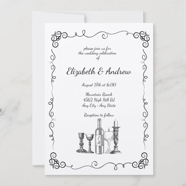 Convite Casamento por Janto Whimsical (Frente)