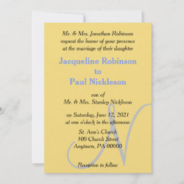 Convite Casamento por Monograma Amarelo Amarelo sunset