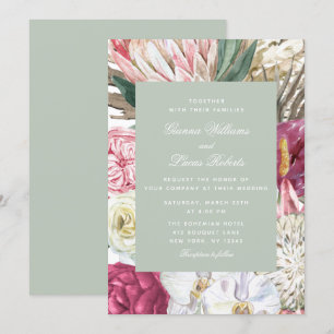 Convite Casamento por País Floral Boho Boho