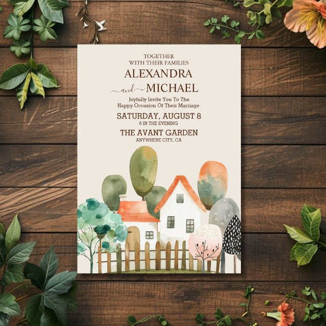 Convite Casamento por País Russo Moderno de Wildflower (Criador carregado)