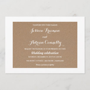 Convite Casamento por País Rustic Brown Kraft Paper