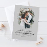 Convite Casamento por Sobreposição de Fotos do Elegante Mo<br><div class="desc">A elegante e romântica silhueta verde sobrepõe convites para casamento com as duas fotos verticais.</div>