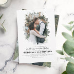 Convite Casamento por Sobreposição de Fotos do Elegante Mo<br><div class="desc">A elegante e romântica silhueta verde sobrepõe convites para casamento com as duas fotos verticais.</div>