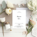 Convite Casamento por terra da caligrafia moderna<br><div class="desc">Este convite de casamento por caligrafia moderna é perfeito para um casamento rústico. O design simples e elegante apresenta a tipografia de scripts clássicos e ricos em preto e branco.</div>