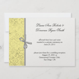 Convite Casamento Pós Casamento Damask Amarelo Cinza Branc