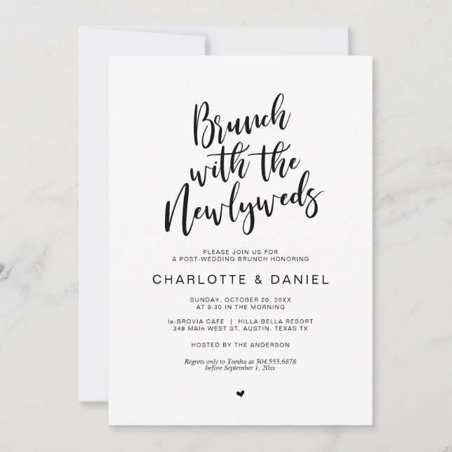 Convite Casamento poste, Brunch com recém-casados, Black I (Frente)