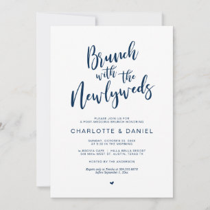 Convite Casamento poste, Brunch com recém-casados, Marinho