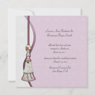 Convite Casamento Poste de Rosas Rosa e Tassel