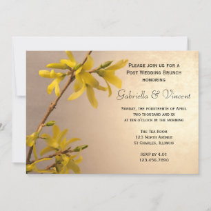 Convite Casamento Poste Forsythia Primavera Amarelo Brunch