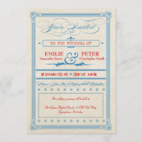 Casamento poster vintage Vermelho, Branco e Azul