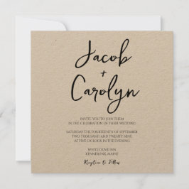 Convite Casamento Praça-Praça Rustic Boho Manuscrito
