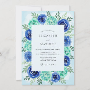 Convite Casamento Praiano Pintado em Azul Turquesa