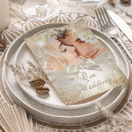 Convite Casamento Prata Bege Creme Pérola Floco de Neve Fo