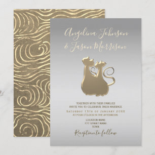 Convite Casamento Prata e Ouro Chic