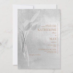 Convite Casamento Prata Metálica & Ouro Sem Pais