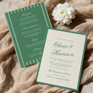 Convite Casamento Preppy Tennis Club Verde Tudo em Um
