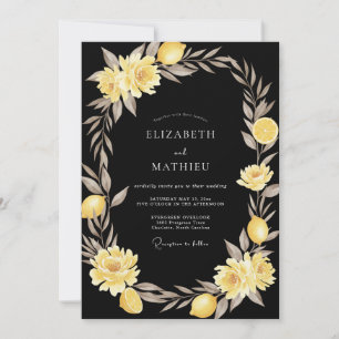 Convite Casamento Preto Amarelo Cítrico Salvia