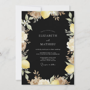 Convite Casamento Preto Amarelo Limão Eucalipto
