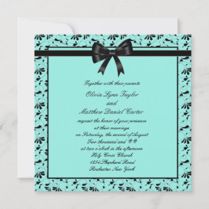 Convite Casamento Preto Azul Teal Redemoinho Preto Azul Te