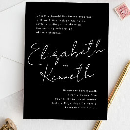 Convite Casamento Preto Branco com Nomes Personalizados Mo