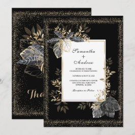 Convite Casamento Preto Branco E Dourado