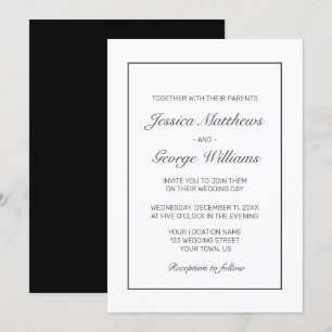 Convite Casamento preto branco minimalista moderno