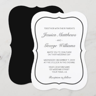Convite Casamento preto branco minimalista moderno