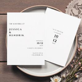 Convite Casamento Preto Branco Minimalista Moderno e Elega