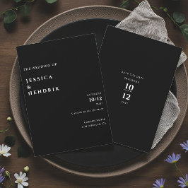 Convite Casamento Preto Branco Minimalista Moderno e Elega