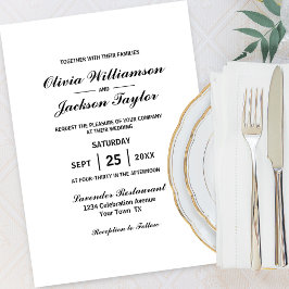 Convite Casamento Preto Branco Simples Elegante