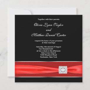 Convite Casamento Preto Branco Vermelho Arco