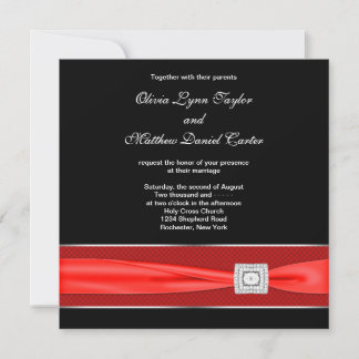 Convite Casamento Preto Branco Vermelho Arco