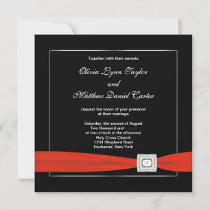 Convite Casamento Preto Branco Vermelho Preto