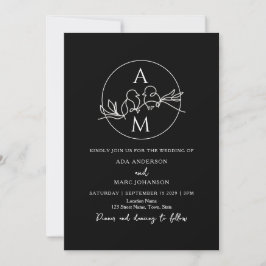 Convite Casamento Preto Código QR Minimalista Moderno