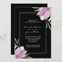 Casamento Preto Com Cor De Água Floral Púrpura