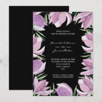 Casamento Preto Com Cor De Água Floral Púrpura