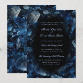 Convite Casamento Preto Cristais de Bruxa Boho Azul Escuro
