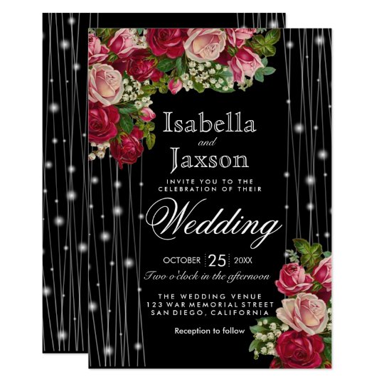 Convite Casamento Preto Da Estrela E Cor De Rosa Claro Zazzle Com Br Convite de casamento com rosas faça seu convite de casamento com rosas no word passo a passo. convite casamento preto da estrela e cor de rosa claro