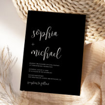 Casamento Preto de Caligrafia Moderna e Elegante