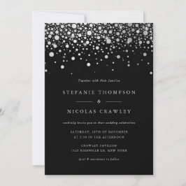Convite Casamento Preto de Folha de Faux Silver Foil Confe